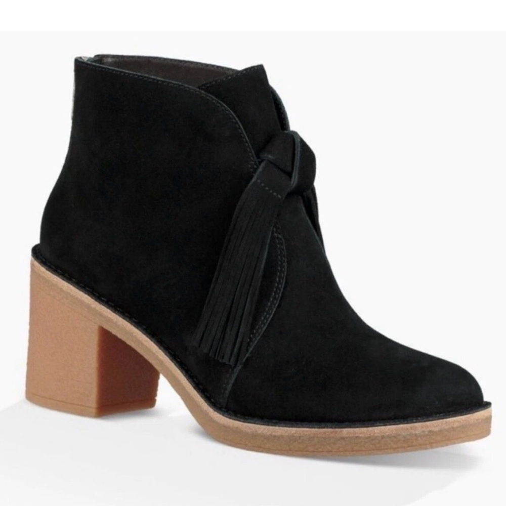 UGG Corin Black Suede Tassel Ankle Boots